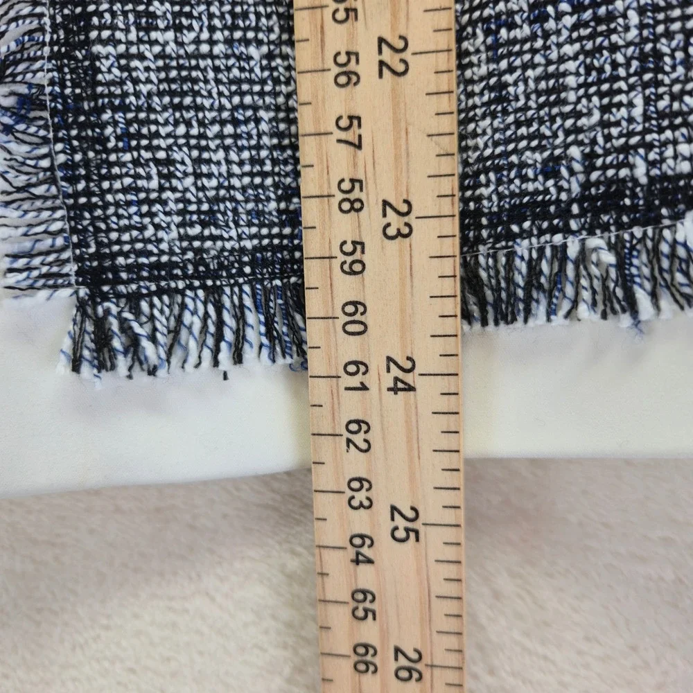 Karl Lagerfeld Navy and White Tweed Fringe Jacket - Picture 4 of 6